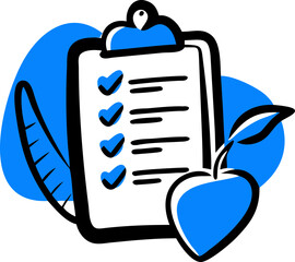 Minimalist Vector Illustration Of Health and Nutrition Doodle Art With Clipboard Checklist