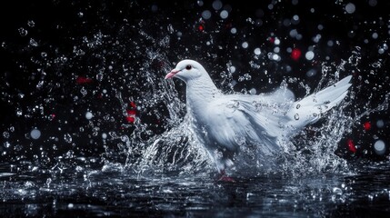 White Dove in Splash: A Stunning Moment of Grace and Purity