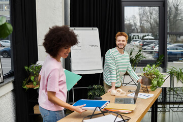 Bright and airy workspace fosters teamwork during moving and packing preparations