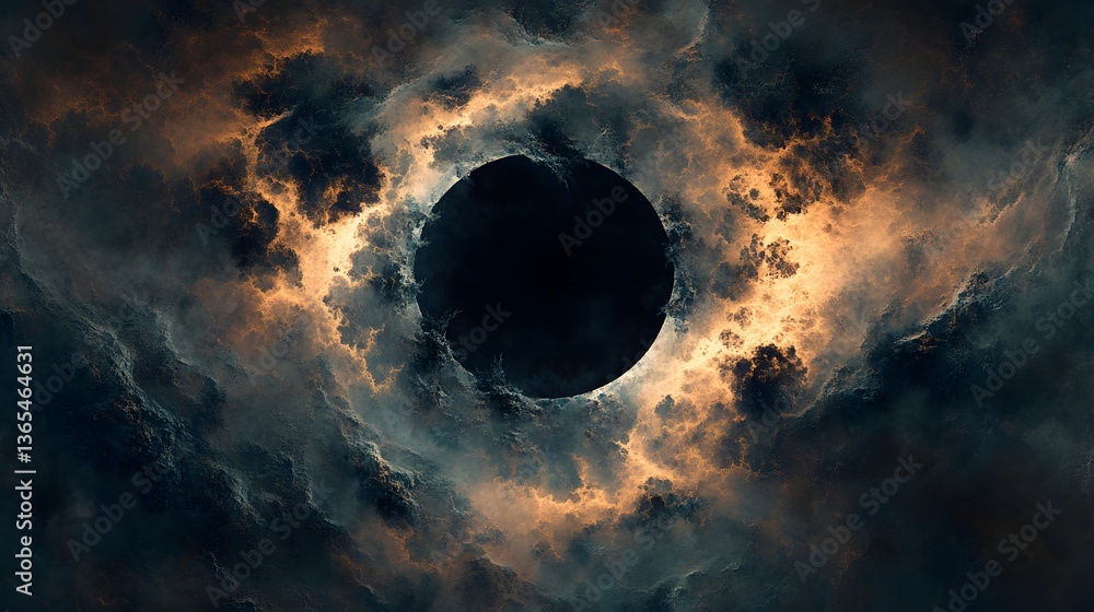 Poster mysterious black hole in the sky creating a sense of timelessness and cosmic wonder in the vast univ