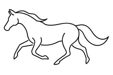 continuous drawing of a running horse line art vector