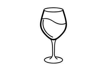 minimalist sketch of a wine glass in line art vector illustration