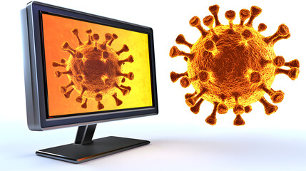 Computer displaying virus rendering virus isolated onscreen