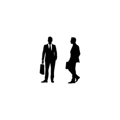 
Business workers with briefcase vector illustration. Business man silhouette vector illustration. 