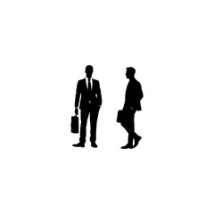 
Business workers with briefcase vector illustration. Business man silhouette vector illustration. 