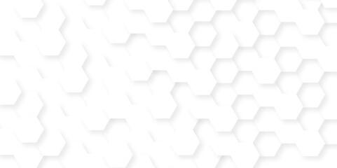 Emboss minimal white hexagonal hexagon modern technology creative emboss light honeycomb polygonal web. abstract geometric science and mosaic tile with template texture background.	
