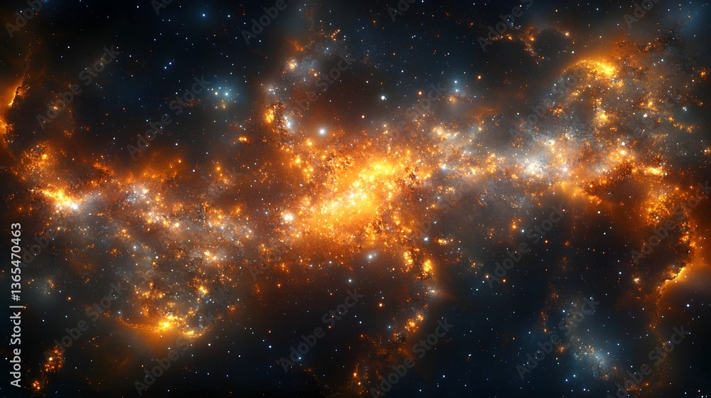 Poster expansive cluster of stars glittering in the cosmos with celestial bodies creating a stunning astron