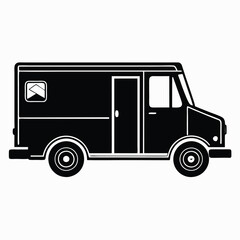 Delivery Lorry Silhouette Black Flat Design Icon