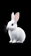 Obraz premium Adorable white rabbit sitting against black background (2)