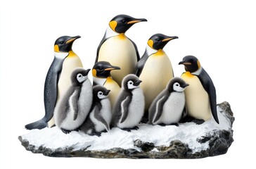 Fototapeta premium A group of emperor penguins with their young