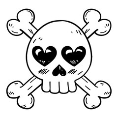 skull with heart eyes
