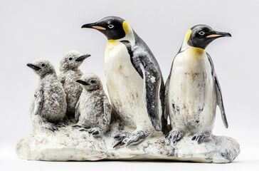 Obraz premium A group of emperor penguins with their young
