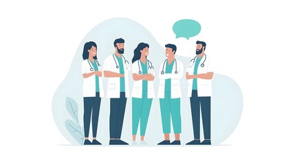 Medical Team Discussion with an Empty Speech Bubble