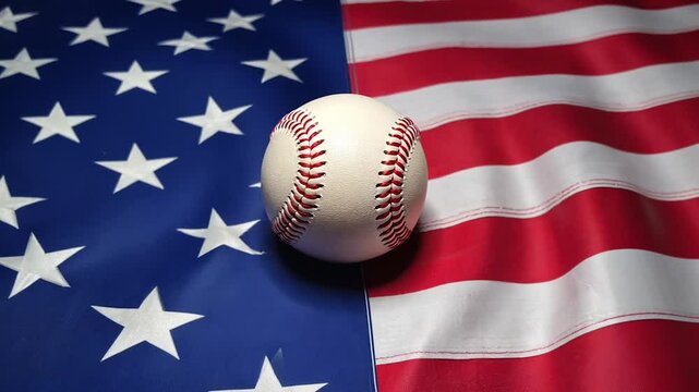 American flag with baseball on top, stars and stripes, showcasing iconic symbols