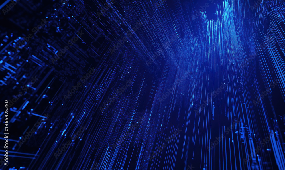 Aufkleber abstract digital landscape with blue light beams and lines creating a futuristic atmosphere, represe