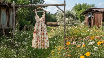 Floral Dress in Wildflower Meadow