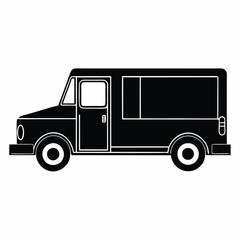 Parcel Delivery Truck Silhouette Black Clipart