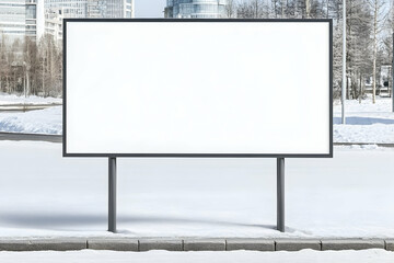Obraz premium Blank billboard in snowy urban setting