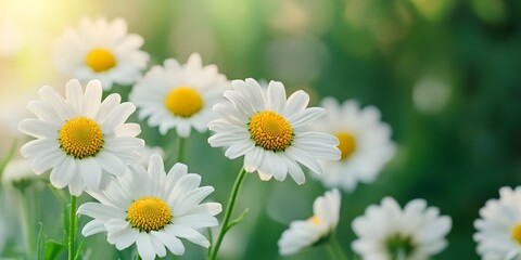 Obraz premium Close-Up View of Fresh White Daisies with Yellow Centers in Nature