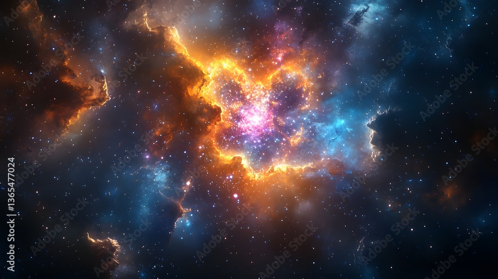 Aufkleber a majestic nebula in the sky of a futuristic space setting with colorful cosmic elements and celesti