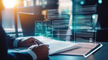 An AI powered legal document contract review tool, identifying risks and compliance issues in legal agreements, Legal tech style