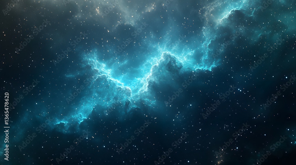 Poster enchanting nebula and star cluster in the expansive universe displaying a harmony of color and stell