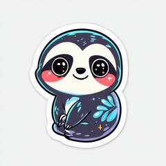 Obraz premium Adorable Kawaii Sloth with Galaxy Design - Cute Animal Sticker