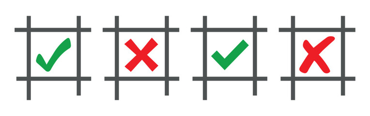 Obraz premium Checkmark with checkbox icon. green checkmark and Simple checkmark in a box set with different line. vector illustration on transparent background.