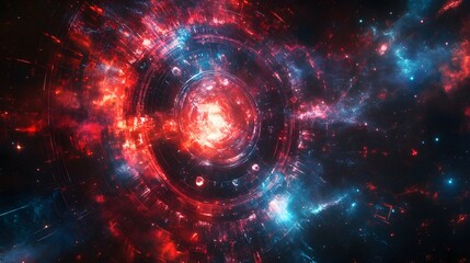 Obraz premium Enigmatic space scene featuring a spiral design that represents the depths of cosmic time and exploration