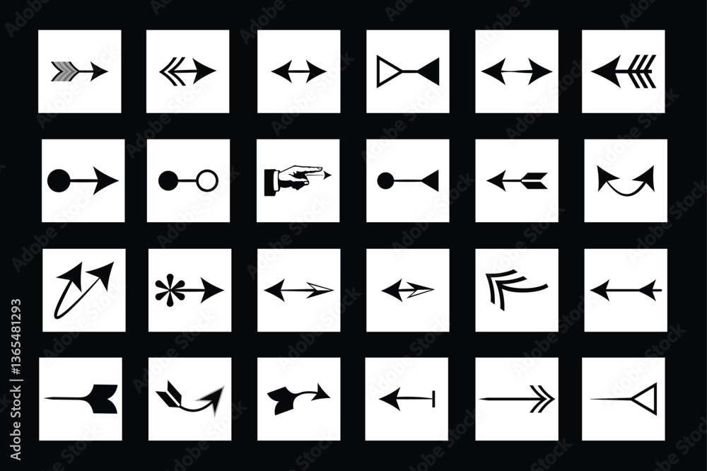 Poster modern and minimalist arrow graphics for ui/ux and visual communication. this vector collection offe