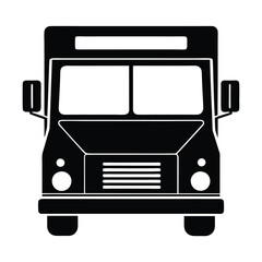Express Delivery Truck Silhouette Black Illustration