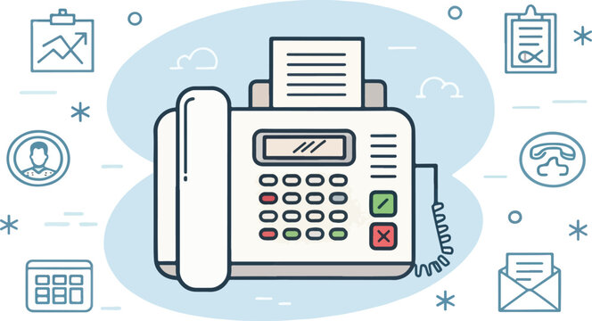Colorful Fax Machine Illustration vector design, Fax logo design, Fax icon design