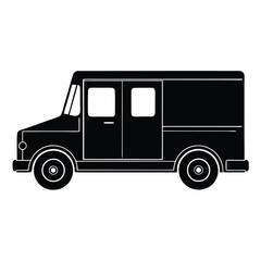 Logistics Truck Black Silhouette Vector Clipart