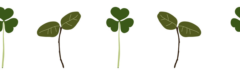 Leaves border on a white background. Hand-drawn illustration. Perfect for spring and summer.