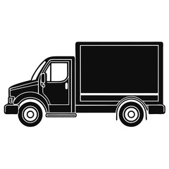 Fototapeta premium Cargo Truck Silhouette Black Vector Symbol
