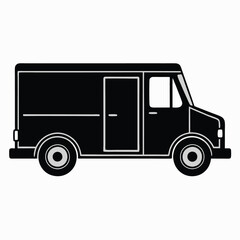 Black Silhouette of a Delivery Truck Vector Illustration