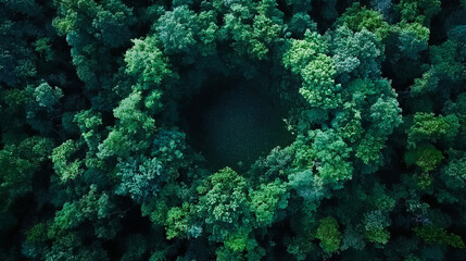 Aerial top view of green trees in forest. Green tree nature background for carbon neutrality and net zero emissions concept. Drone view of green tree captures CO2 to Sustainable green environment