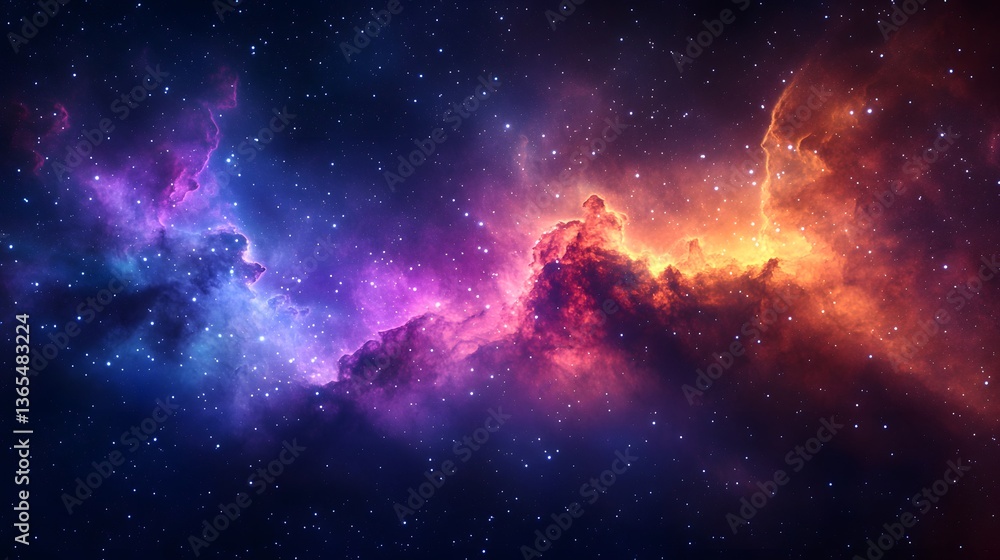 Poster a beautiful nebula blending with a star cluster creating a dazzling display of cosmic art in the uni