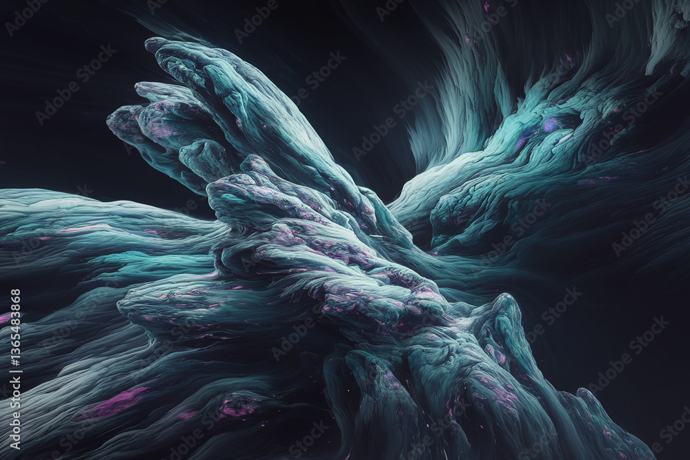 Aufkleber abstract teal and purple textured artwork resembling swirling clouds or underwater formations, showc