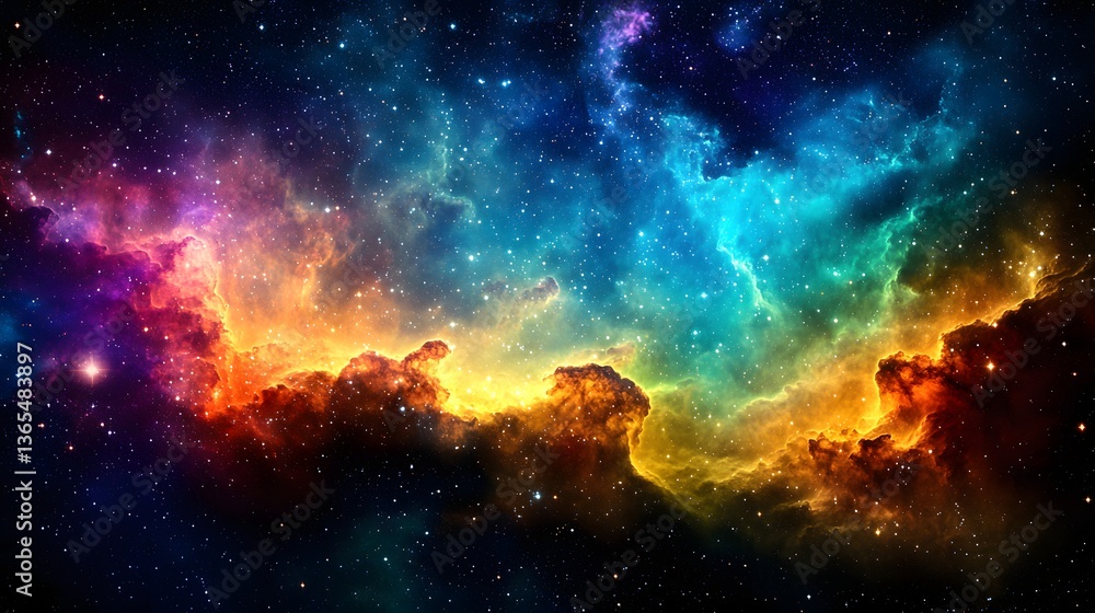 Poster captivating and vibrant nebulae in the vastness of space with stunning colors and intricate patterns