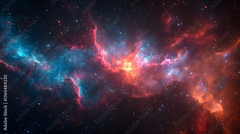 Poster stunning nebula illuminating the cosmic sky with vivid colors and intricate patterns in the vast uni