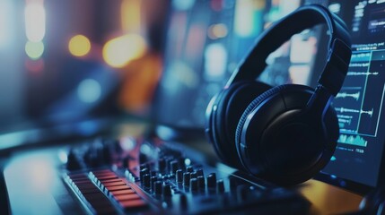 An AI powered music recommendation system, suggesting personalized playlists based on user listening habits, Music tech style