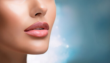 Obraz premium 3-8-120-Lip augmentation hyaluronic acid research. Emphasize the negative space on the left for pote (1)