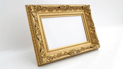 golden ornamental victorian style picture frame design for luxury style mockups in advertisement on white