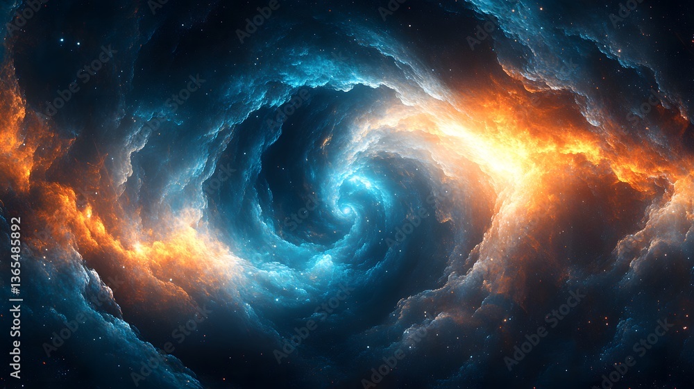 Poster a captivating spiral galaxy capturing the essence of cosmic majesty and wonder in a stunning abstrac