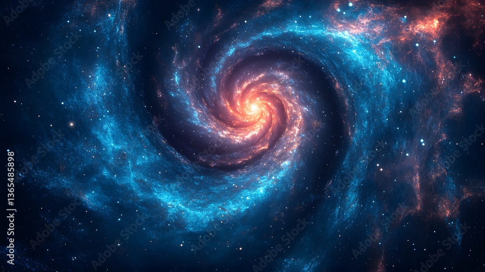 Poster majestic spiral galaxy in deep space displaying vibrant colors and intricate patterns of stars and c