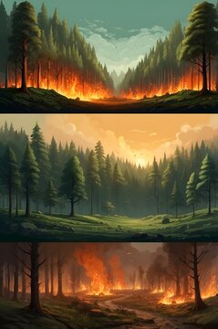 Burning forest