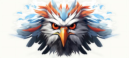 Fototapeta premium Devil White background with drawings of colorful Tengu for children