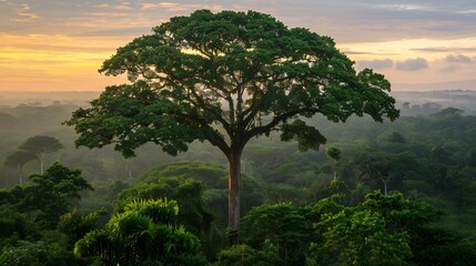 Conservation of Brazil Nut Tree Bertholletia excelsa Keystone of Amazon Biodiversity Illustrate massive Brazil Nut tree rising above rainforest nutrient rich nut feeding agouti macaw indigenous tribe