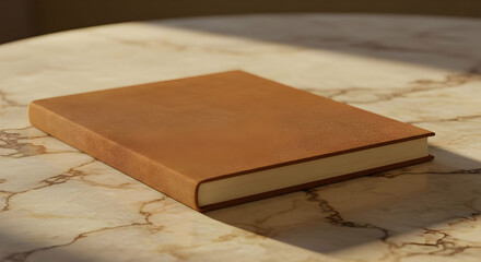 Brown Leather Notebook On Marble Table